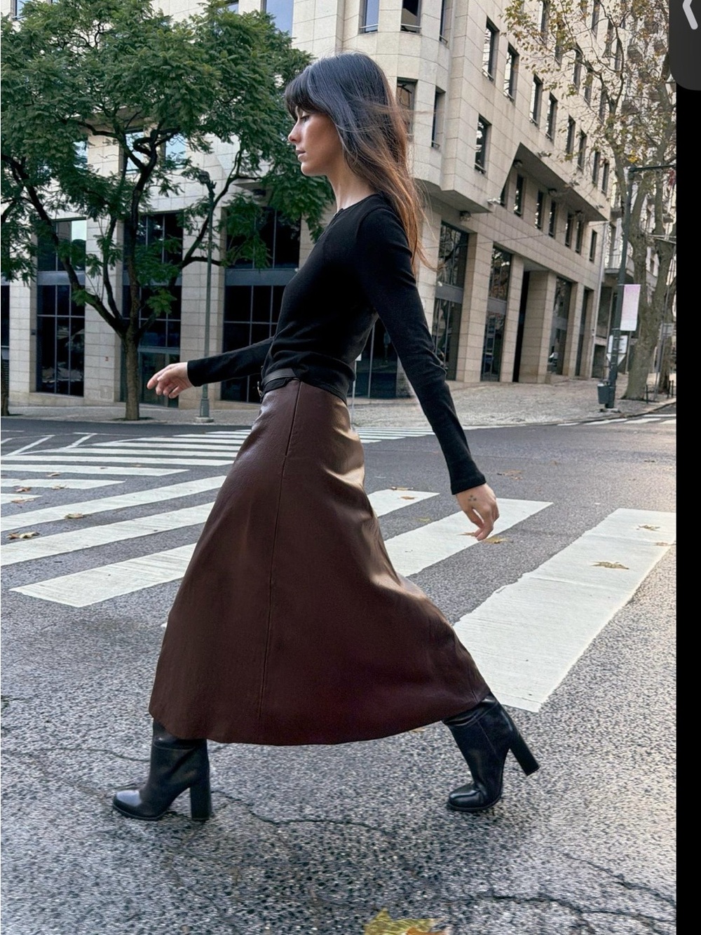 Zara Faux Leather Belted Midi Skirt – Burgundy – Size M